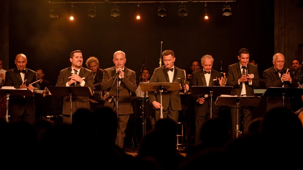 Los Hermanos Mendoza orchestra on stage